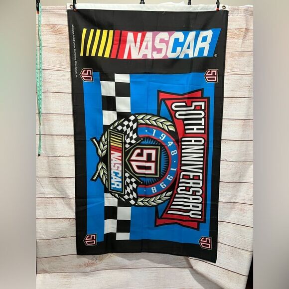 NASCAR 50th Anniversary 3' x 5' Flag Blue Man Cave - Picture 1 of 9